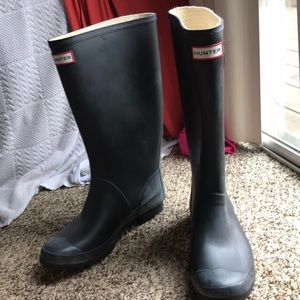Black Tall Hunter Rain Boots